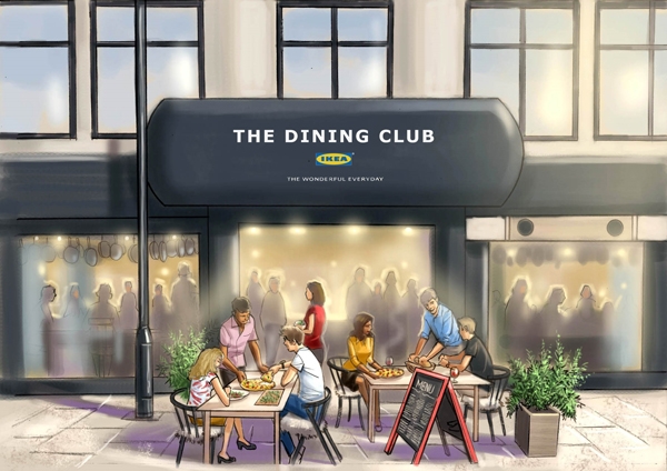 Design for the storefront of the dining club